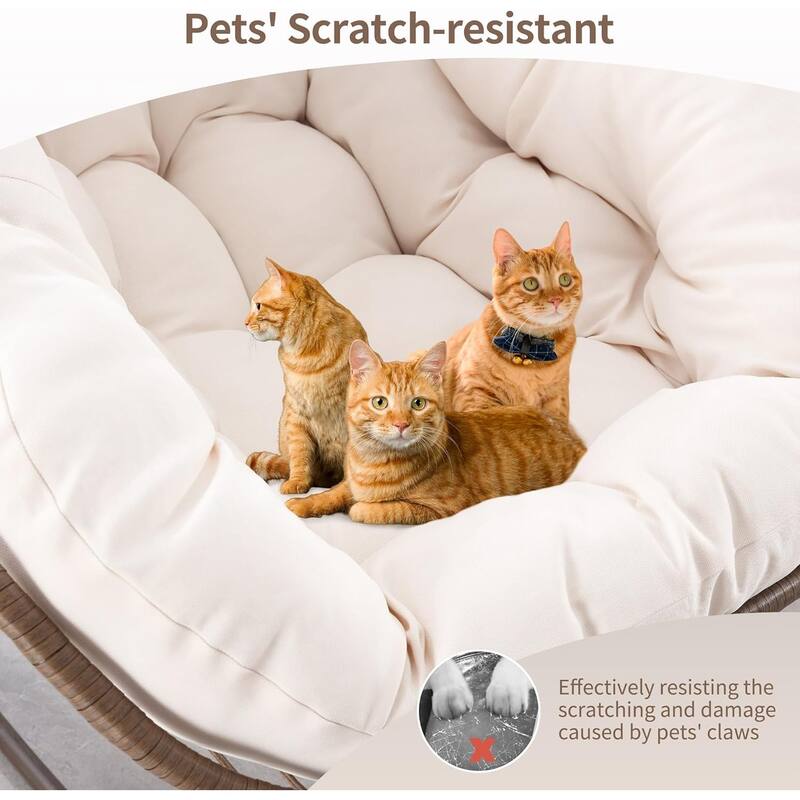 Outdoor Rattan Rocking Chair,Padded Cushion Rocker Recliner Chair Outdoor for Front Porch, Living Room, Patio, Garden