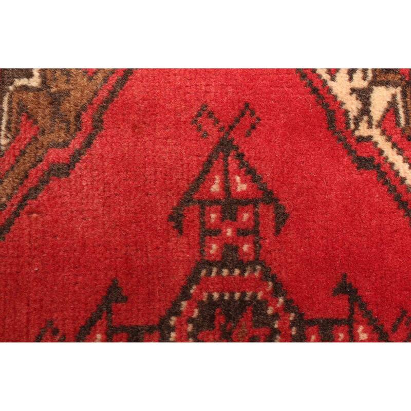 ECARPETGALLERY Hand-knotted Baluch Red Wool Rug - 3'3 x 4'10