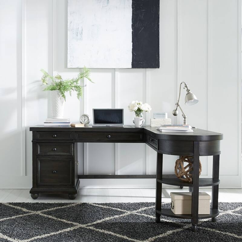 Harvest Home Chalkboard Opt L Shaped Desk Set - Black
