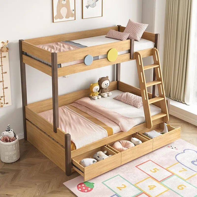 Solid Wood Row Skeleton Storage Bunk Bed with Ladder - Overstock - 38039488