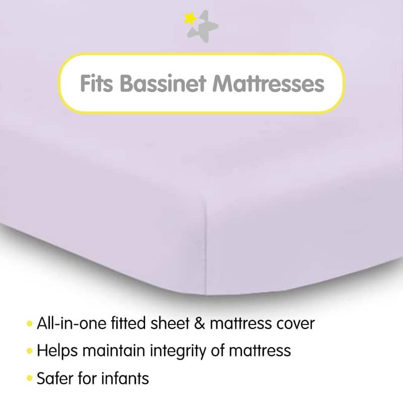 BreathableBaby All-in-One Fitted Sheet & Waterproof Cover for 33" x 15" Bassinet Mattress (2-Pack)