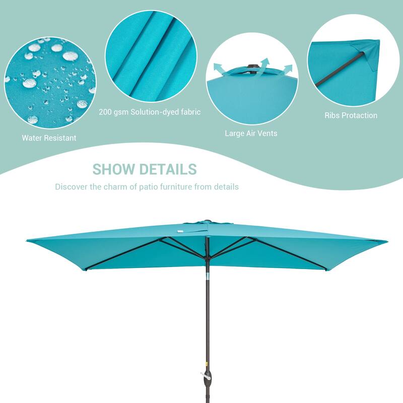 AOOLIMICS 10×6.5FT Rectangular Patio Umbrella with UV Protection, Easy Tilt, and Wind-Resistant Features