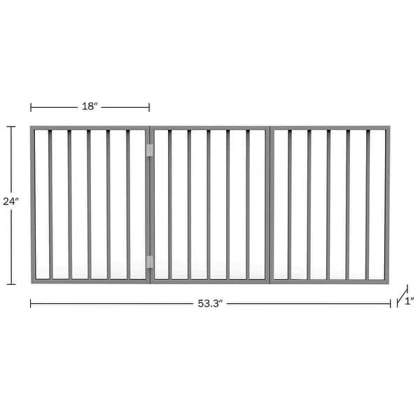 dimension image slide 0 of 5, 3-Panel Indoor Foldable Dog Gate - 54x24-Inch Wood Freestanding Pet Fence