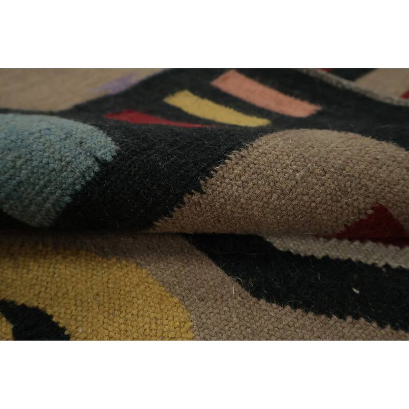 Hand Woven Oriental 100% Wool Carpet Southwestern Tribal Brown Kilim Area Rug - 10' 5'' X 8' 6''