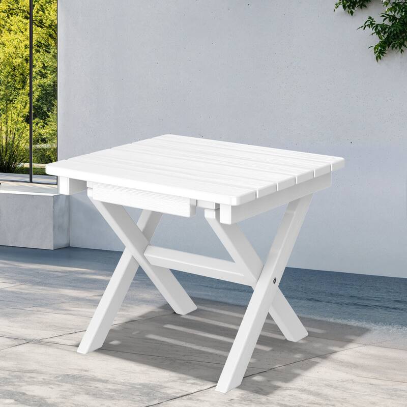 Outdoor Patio HDPE Foldable Side Table, Waterproof & Weather Resistant