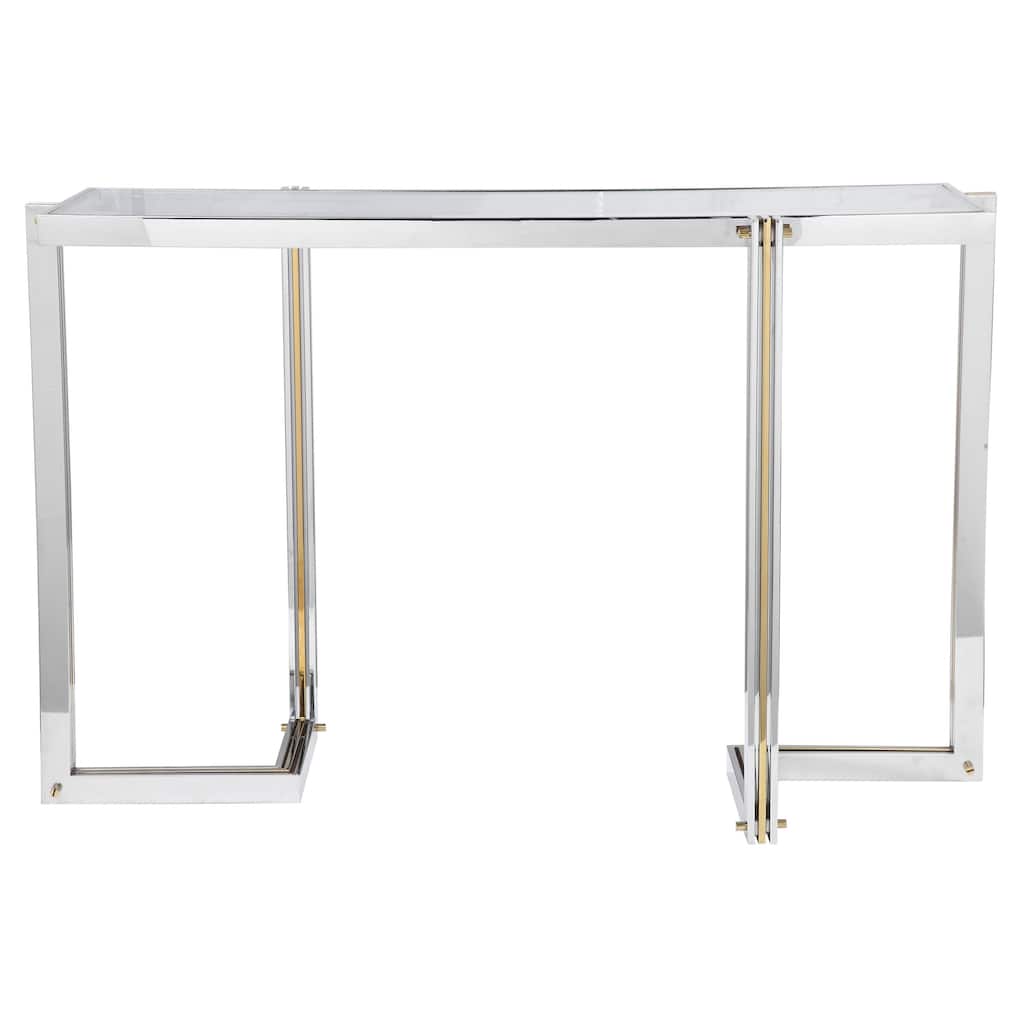 Uttermost Locke 51" Long Glass Top Stainless Steel Console Table