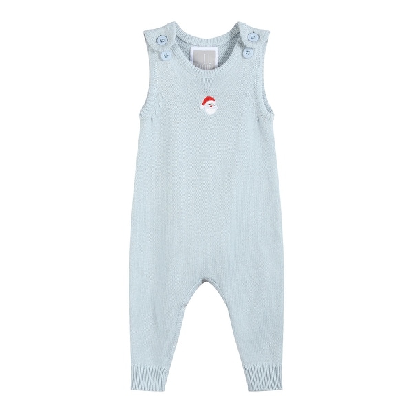 slide 2 of 4, Light Blue Santa Knit Romper - 18-24M
