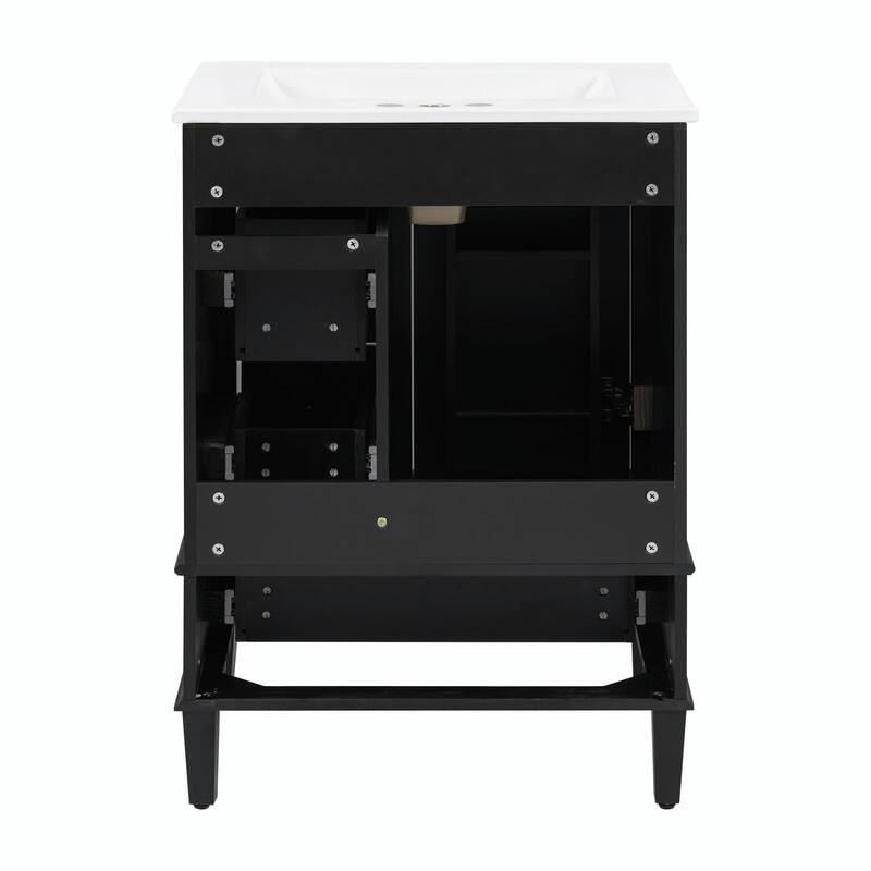 24" Bathroom Vanity with Ceramic Sink, Soft-Close Drawers, Soft-Close Door & Door-Mounted Shelf