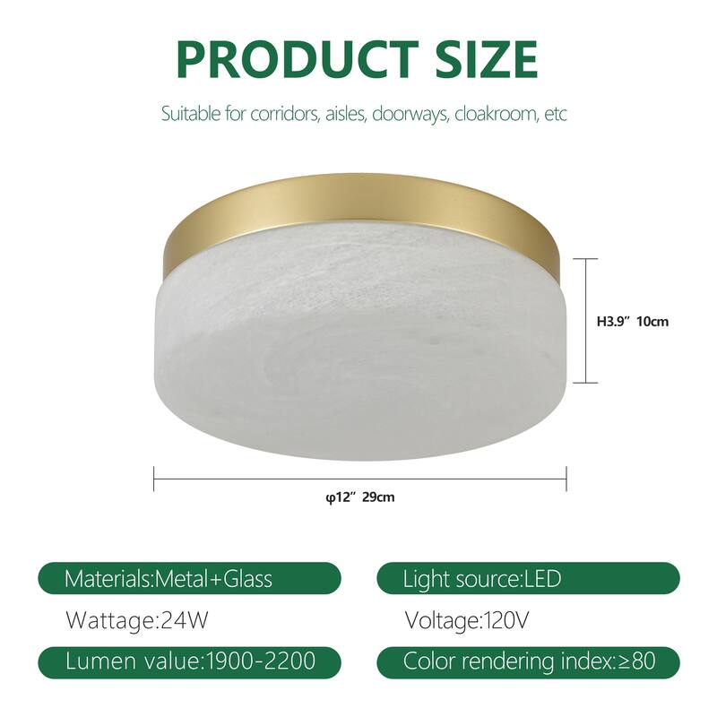 12 Inch LED Ceiling Light, 24W Flush Mount Ceiling Light,Round Low Profile Ceiling Lights for Bedroom, Living Room