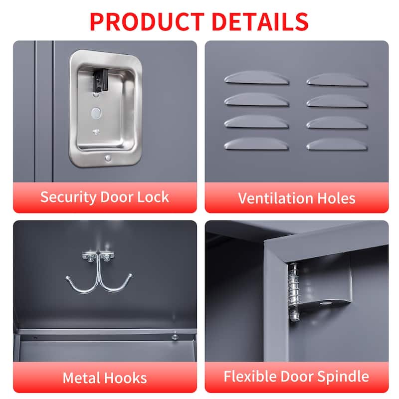 72"H Metal Lockers With 9 Door,Storage Cabinet With Lock for Employees,School,Gym