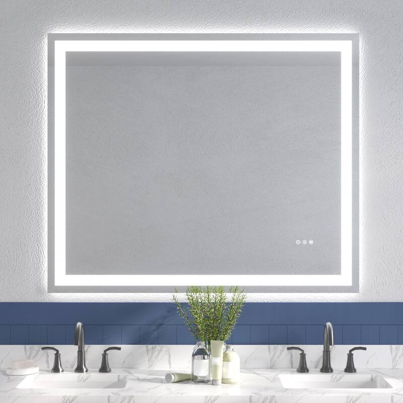 Frameless Tempered MirrorDual LED Light StripsFront and Back Lighting