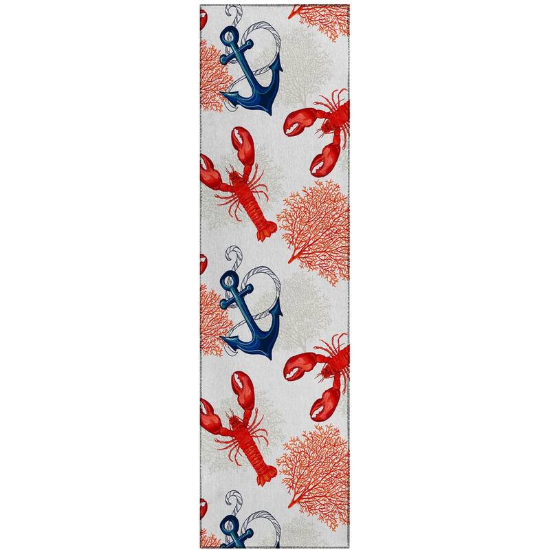 Indoor/Outdoor Harpswell Lobster Anchor Washable Rug