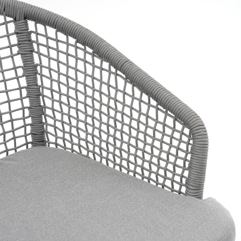 Outdoor Patio 7-Piece Set With Rope-Woven Dining Chairs and Dining Table Set