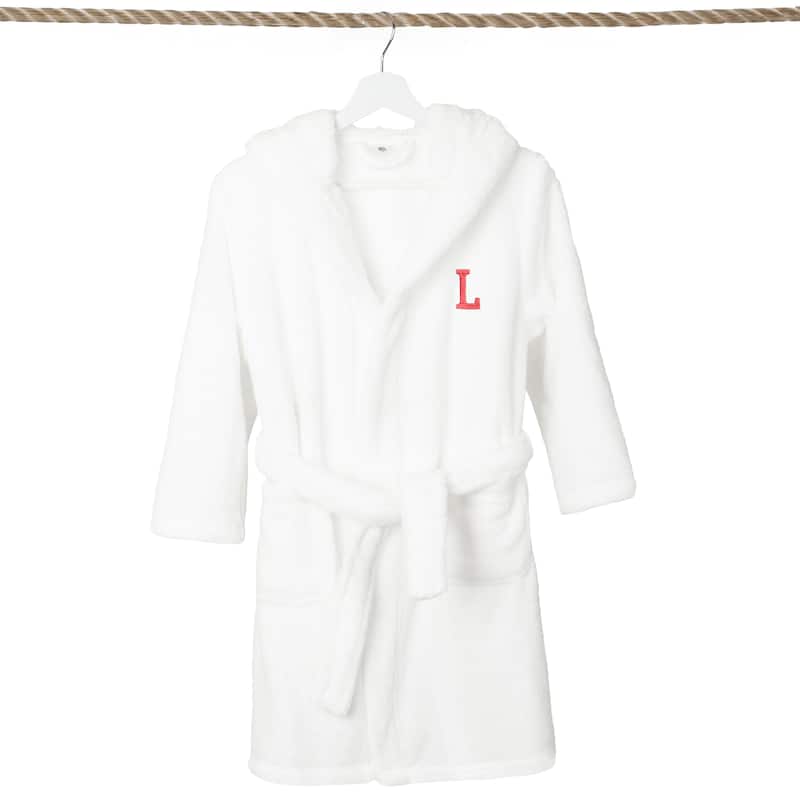 Sweet Kids 100% Polyester SUPER PLUSH Double Brushed Hooded Bathrobe with Pink Bookman Monogram