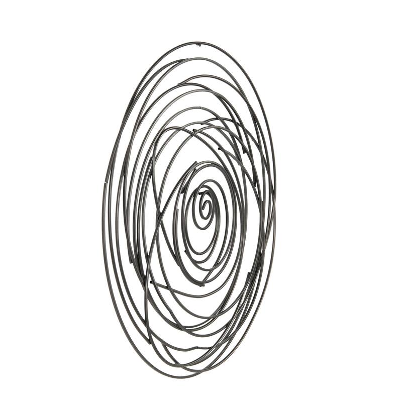 Metal Abstract Round Overlapping Lines Home Wall Decor - Black - Roche River Decor