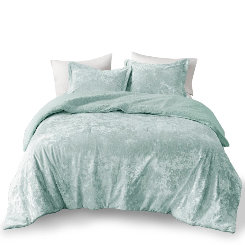 GDF Studio - Arya Crushed Velvet Sherpa Reversible Comforter Set