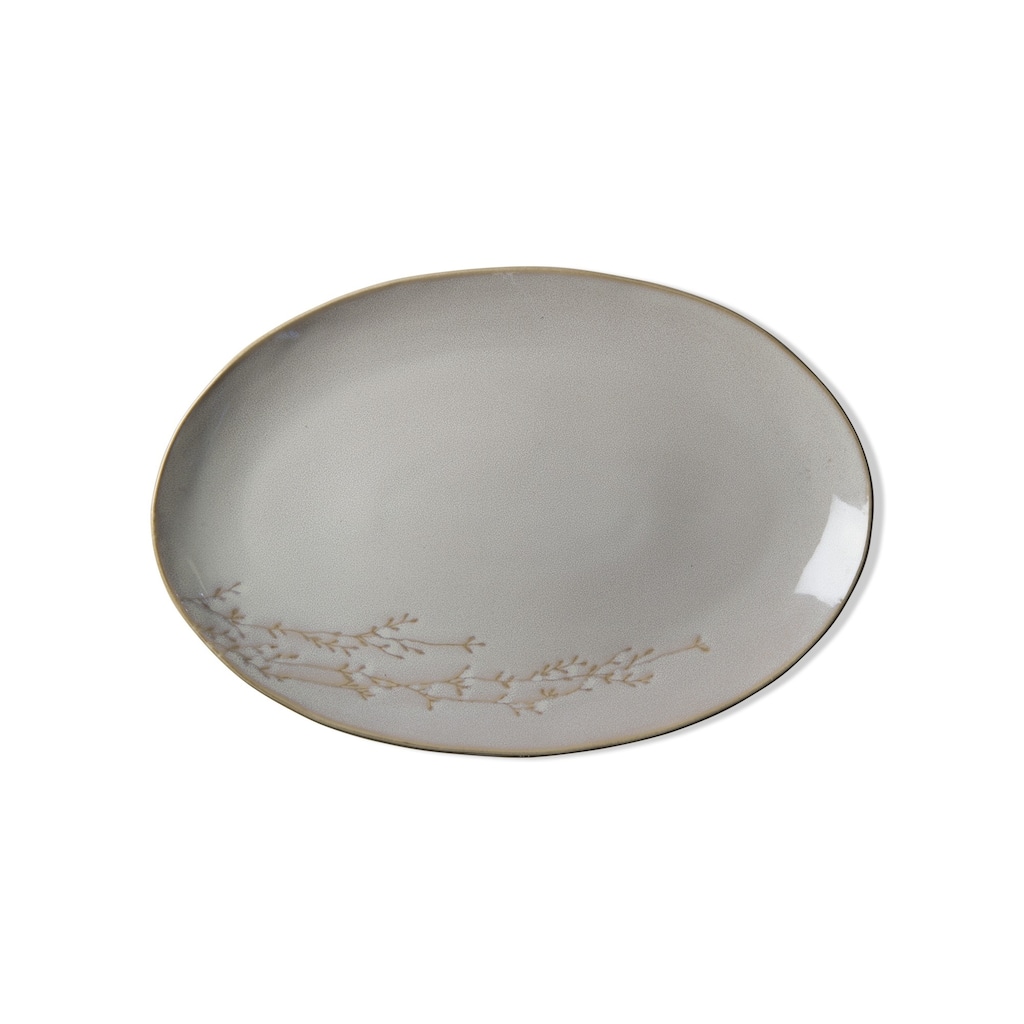 Ivory Ceramic Vine Platter 16x11 Everyday Serving Board Dishwasher Safe