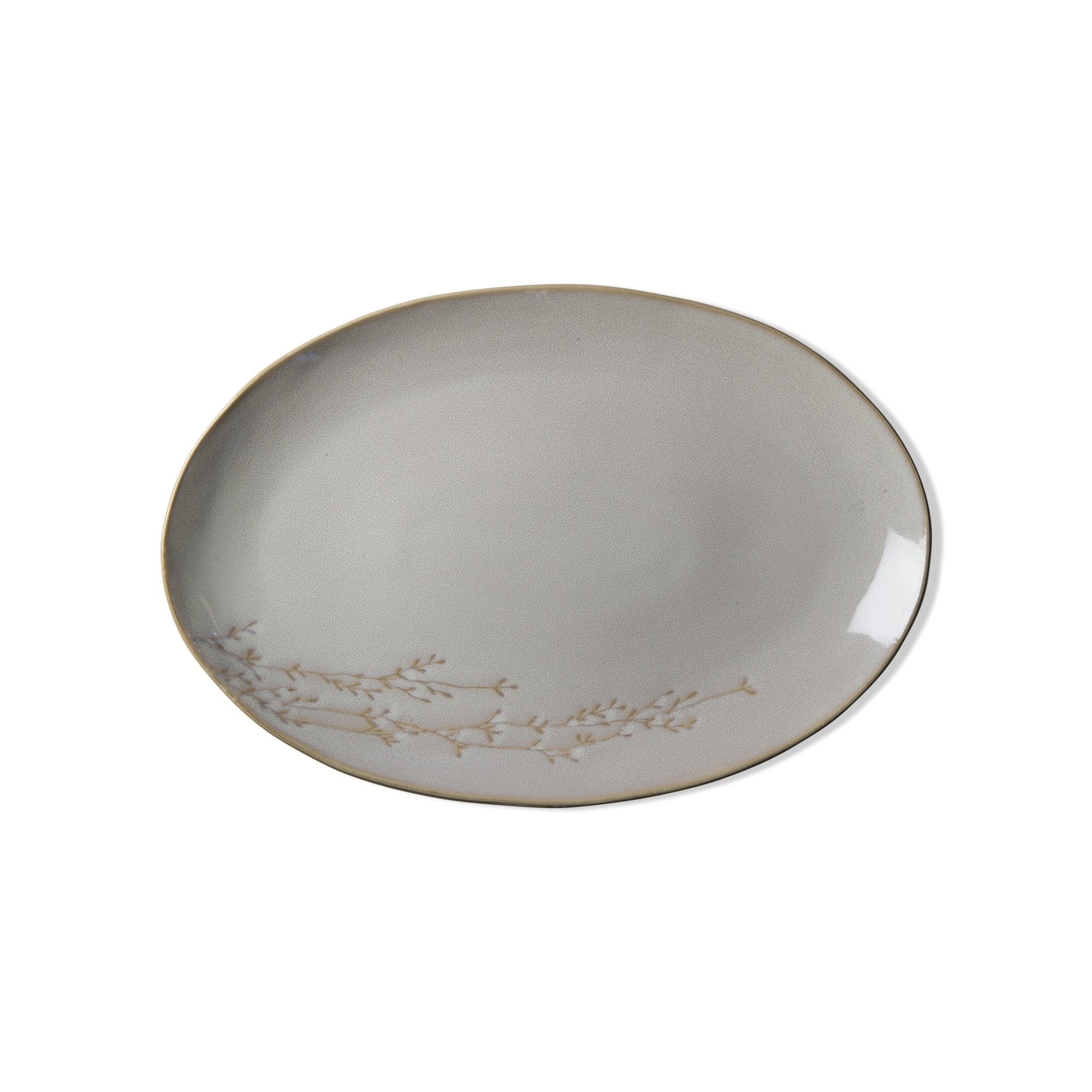 Ivory Ceramic Vine Platter 16x11 Everyday Serving Board Dishwasher Safe