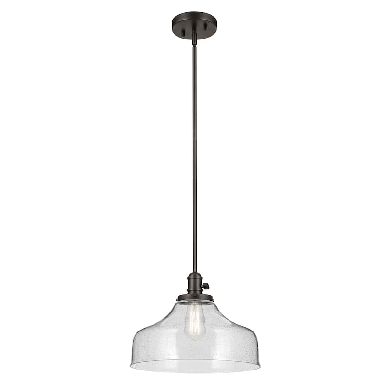 Kichler Lighting Avery 1-Light Pendant Light with Seeded Glass - Olde Bronze - Bell