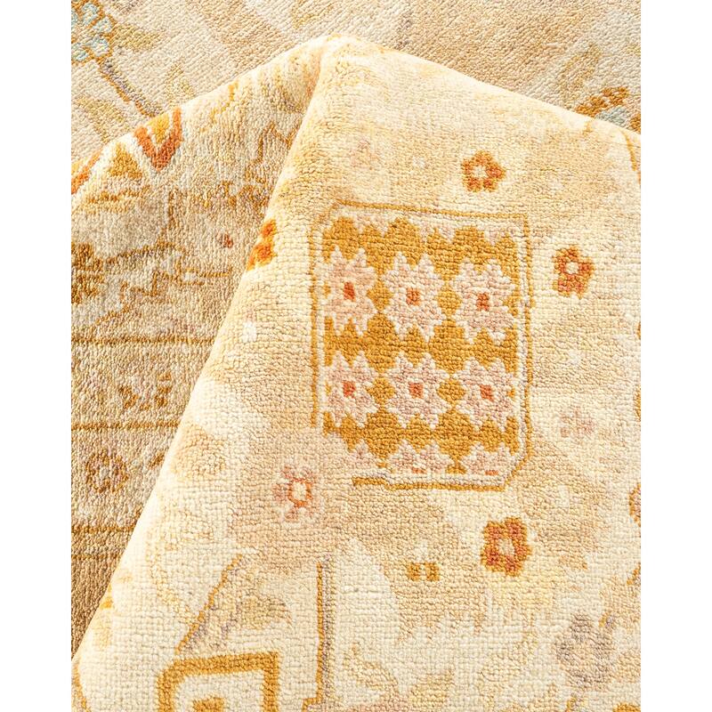 Overton Hand Knotted Wool Vintage Inspired Modern Contemporary Eclectic Ivory Area Rug - 10' 4" X 8' 0"