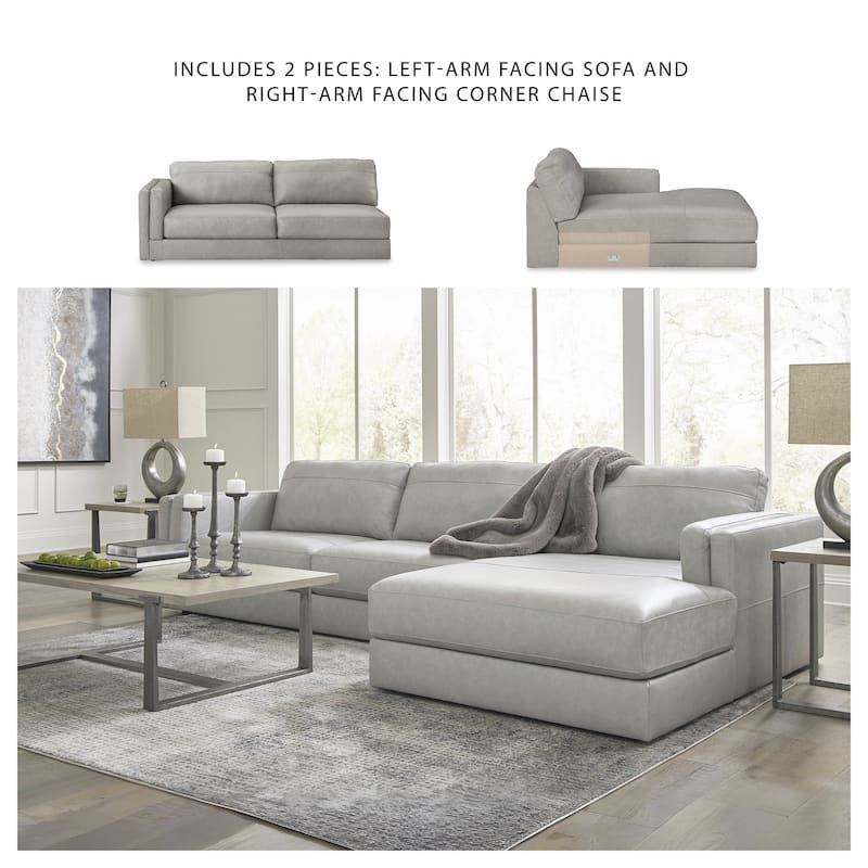 Signature Design by Ashley Amiata Gray 2-Piece Sectional with Chaise - 137"W x 68"D x 33"H