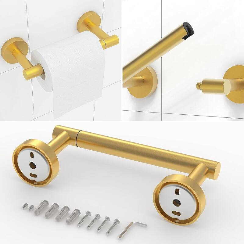3-Piece Wall Mount Hardware Set 304 Stainless Steel Toilet Paper Holder and Towel Ring