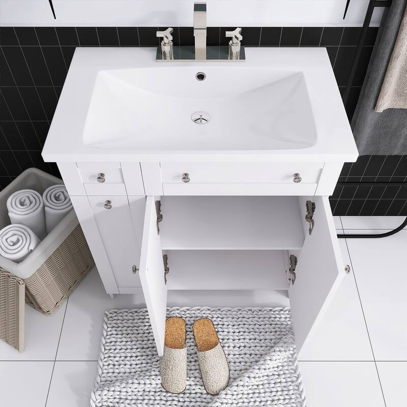 30 Inch MDF Freestanding Bathroom Vanity Set in White/ Grey/ Blue