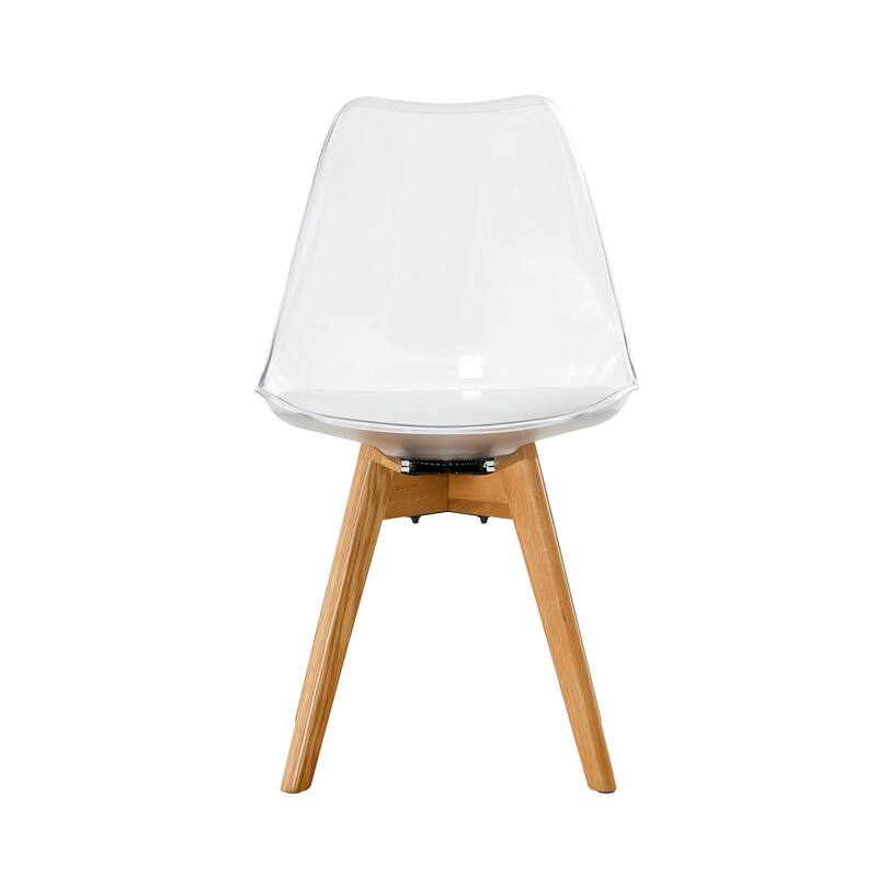Modern 360°Swivel Crystal Dining Chair,PET Backrest PU Seat Cushion and Oak Legs(Set of 4)