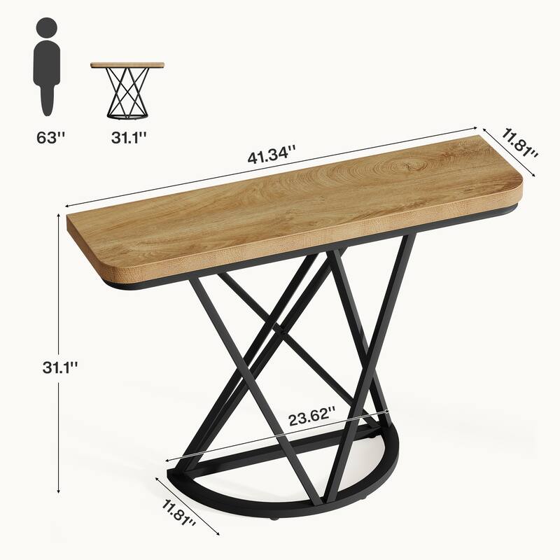 41.33" Console Table with Modern Metal Geometric Base
