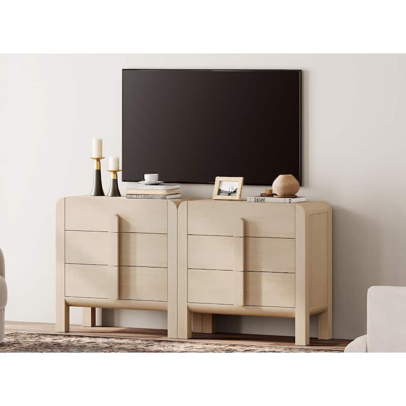 WAMPAT Modern Dresser TV Stand For Tvs Up To 75 Inch, Cruved Entertainment Center, Wood TV Console With Storage For Living Room