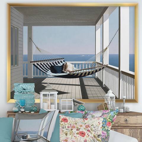 Designart 'Hammock & Pillows' Nautical & Coastal Framed Art Print