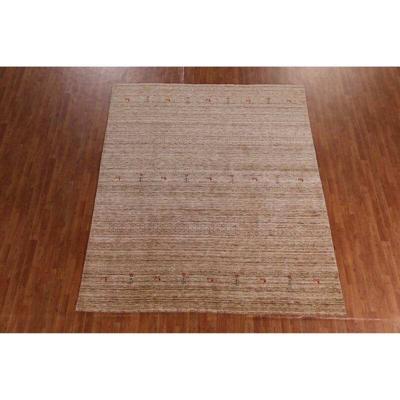 Hand Knotted Oriental 100% Wool Carpet Tribal Tribal Brown Gabbeh Area Rug - 9' 5'' X 8' 1''