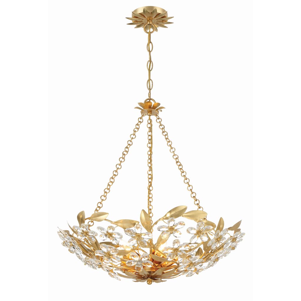 Marselle 6 Light Antique Gold Chandelier - 24"W x 6"H x 24"D