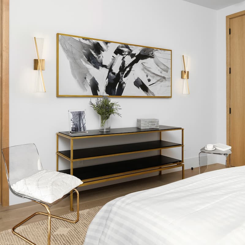 Modern LED Linear X Frame Glam Wall Sconce with Acrylic shade for Dining Room Mirror - W4.9" x H23.6" x D1.8"