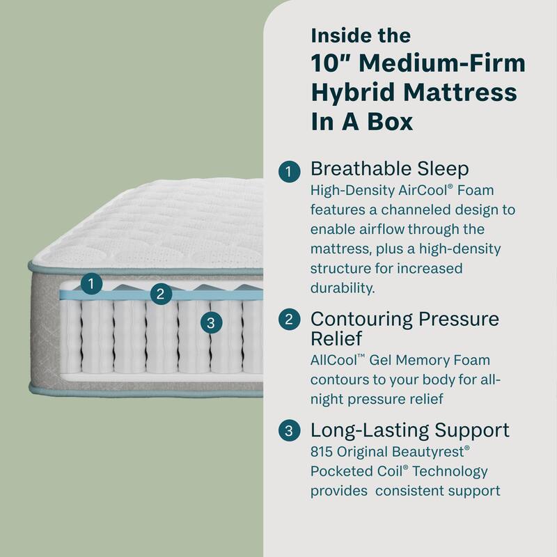 Beauty Sleep Slumber Time 10" Hybrid Medium Firm Mattress in a Box