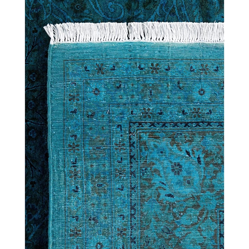 Overdyed, One-of-a-Kind Hand-Knotted Area Rug - Blue - 9' 1" x 17' 10"