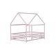 preview thumbnail 75 of 127, Wood Toddler House Bed with Roof Frame and Safety Guardrails Montessori Floor Bed without Slats No Door Houseshaped Platform Bed