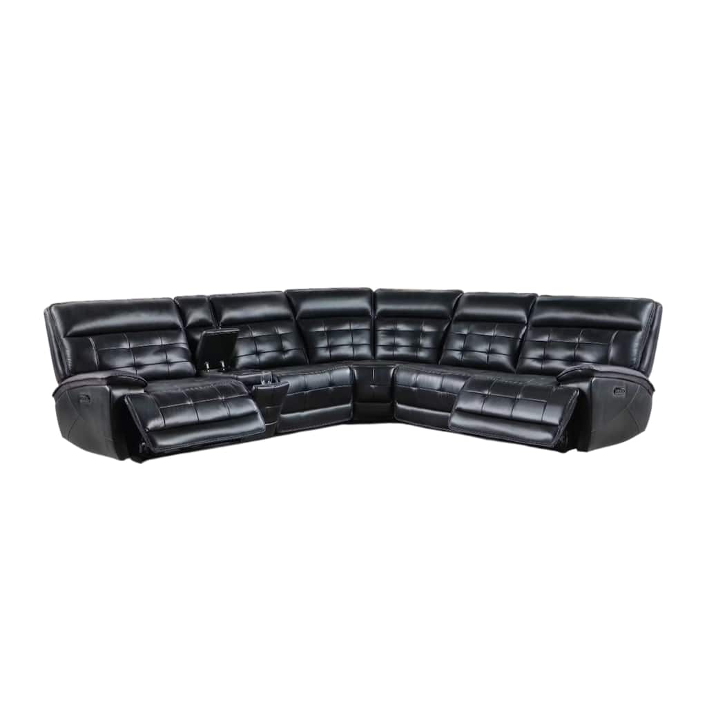 Nick 3pc 5 Seater Corner Manual Recliner Sofa, Cupholders, Black