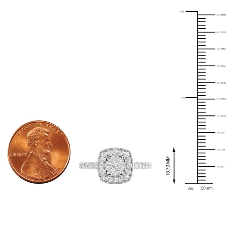 1/2ct TDW Diamond Cluster Halo Engagement Ring in 10k Gold for Women