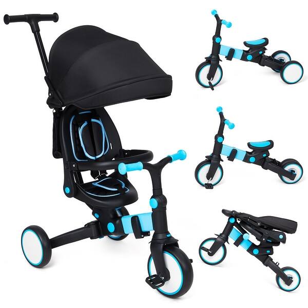 slide 2 of 7, 7 in 1 Baby Tricycle Foldable Toddler Tricycle with Removable Handle