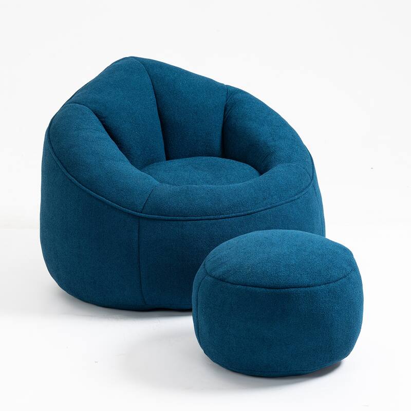 Bedding Bean Bag Sofa Chair High Pressure Foam Bean Bag Chair Adult Material with Padded Foam Padding Compressed With Footrest