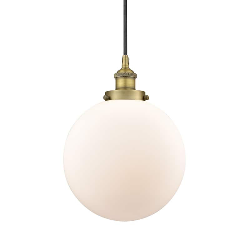 Innovations Lighting 616-1PH-14-10 Beacon Pendant Beacon 10" Wide - Brushed Brass / Matte White