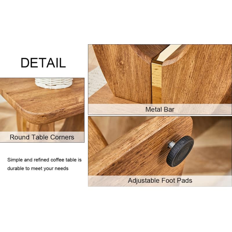 23.6" Modern Minimalist Wood Texture Sticker-Patterned Coffee Table