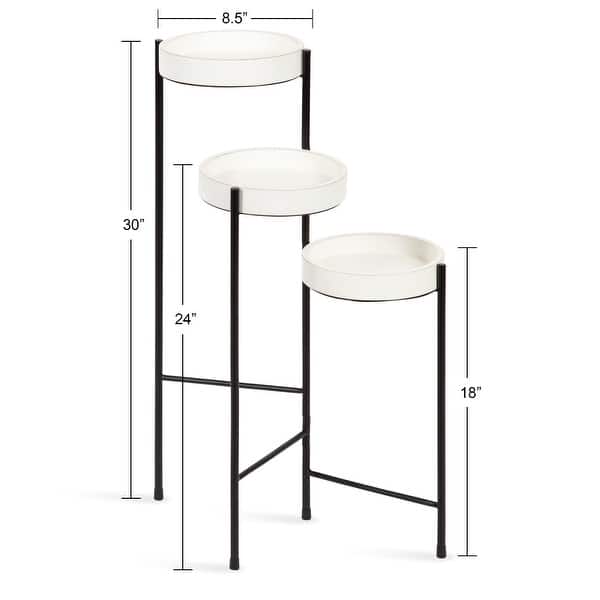 dimension image slide 15 of 17, Kate and Laurel Finn Metal 3-tier Modern Plant Stand - 16x21x30