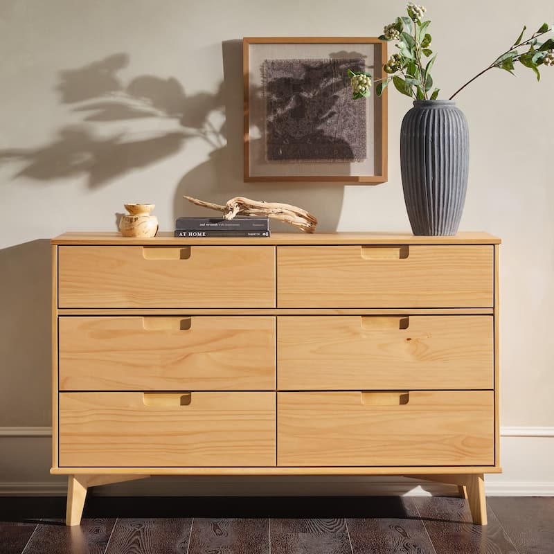 Middlebrook Gammelstaden Mid-Century Solid Wood 6-Drawer Dresser - Natural Pine