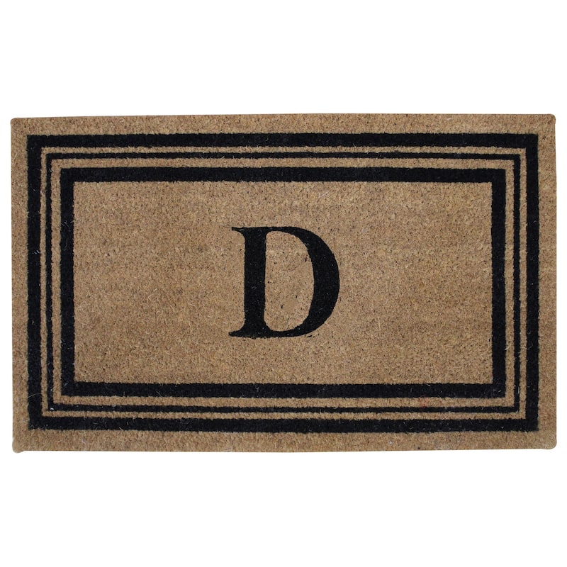 Monogram Printed Coir Doormat Welcome Mat Outdoor Rug Durable, Non slip Letters 18"x28"