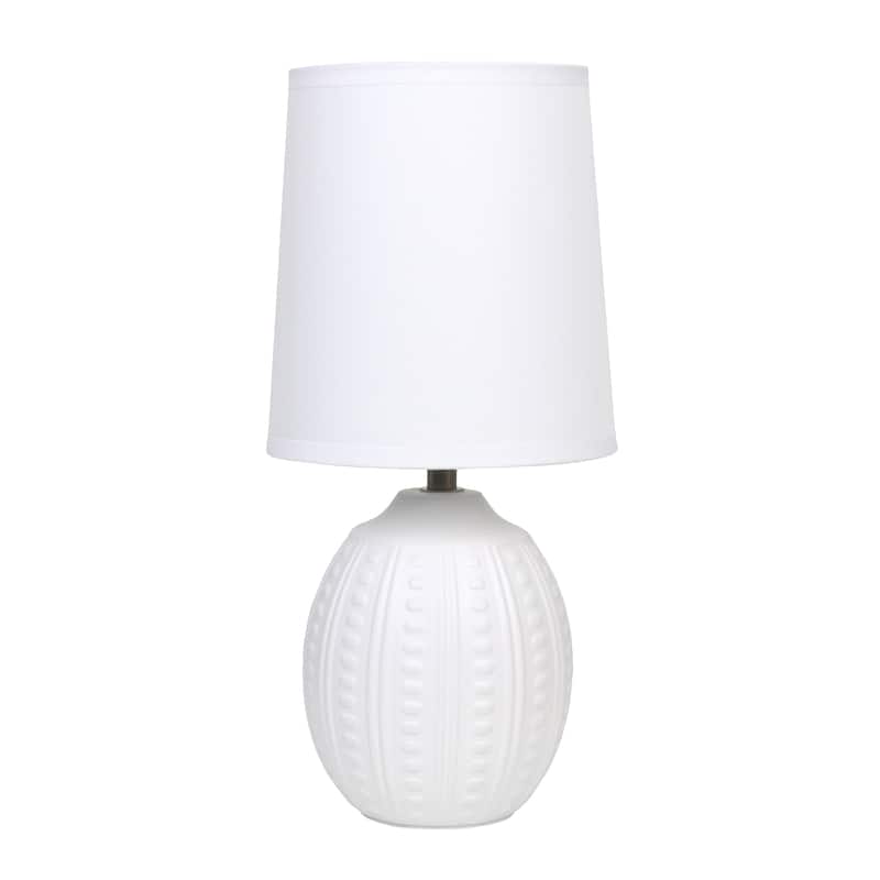 Ceramic Oval Table Lamp with Fabric Shade for Bedroom, Living Room - 6 x 6 x 13 in. (L x W x H) - Off White