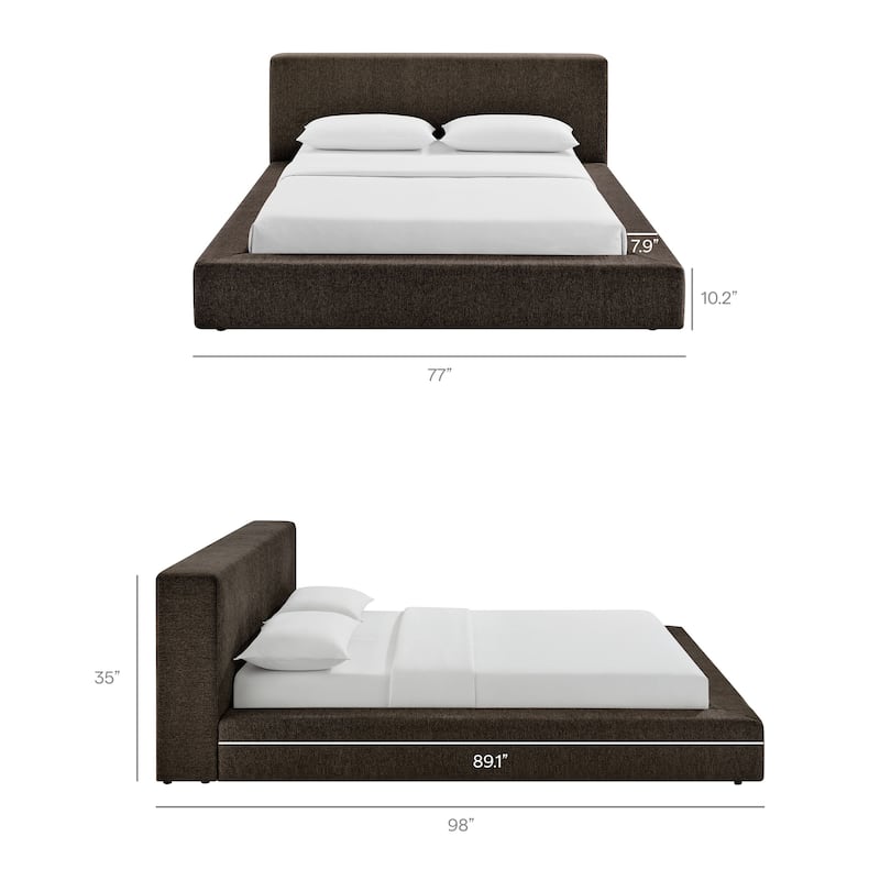 Luma Chenille Upholstered Platform Bed Frame