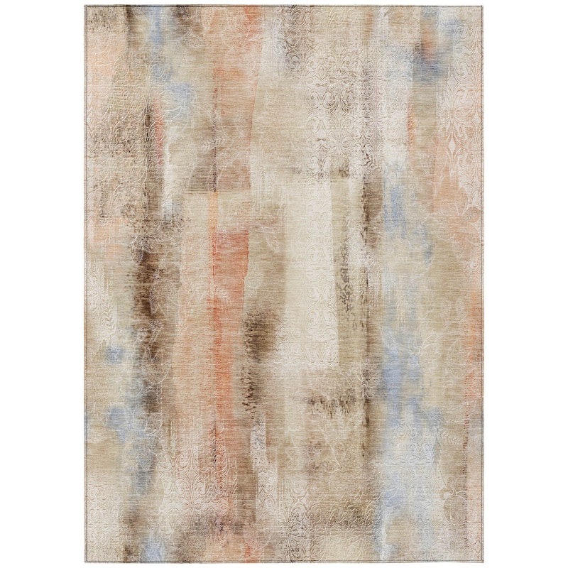 Machine Washable Indoor/ Outdoor Modern Imprints Chantille Rug