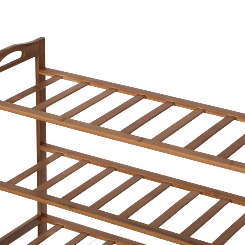 Bamboo Storage Shoe Rack, Free Standing Shoe Organizer Storage Rack